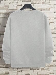 Men's Solid Color Casual Loose Fit Crew Neck Sweatshirt, Autumn