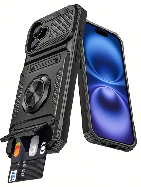 (Funzione Portacarte) (Supporto Rotante a 360°) Supporto Rotante per Telefono di Qualità Militare + Custodia Antiurto Compatibile con Apple 11/12/13/14/15/16 Pro Max, Galaxy S22/23/24/25+ Ultra, A04/A05/A14/A15/A24/A25/A34/A54