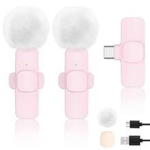 Wireless Lavalier Microphone For Phone IPad TypeC Lapel Mics Plug-Play 2.4G Ultra-Low Delay Built-In Noise Reduction Chip 8H Working Time For Video Recording Interview Podcast Vlog - Pink - View 11
