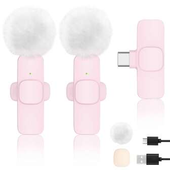 无线领夹式麦克风适用于手机 iPad TypeC 领夹式麦克风即插即用 2.4G 超低延迟内置降噪芯片 8 小时工作时间用于视频录制采访播客 Vlog