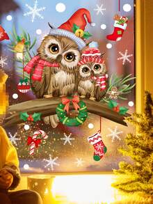 1/2/3pcs Christmas Wall Stickers, Owl Branch Snowflake Wall Stickers, Window Glass Christmas Decoration, Self-Adhesive Wall Stickers, Self-Adhesive Detachable, No Electricity Required.Perfect And Christmas Gift For Couples, Parents And Friends. Christmas Decorations Christmas Decorations Home Home Decor Room Decor