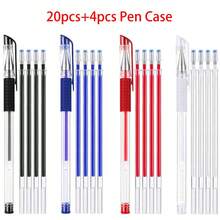 24pcs/Set 20 Mixed Color High Temperature Disappearing Fabric Marking Pens Refills With 4 Pen Holders, Heat Erasable Fabric Marker Pens For Sewing, Tailoring And Quilting (Random Red Pen Ink Color)