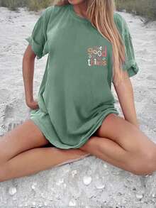 Women See Good In All Things Printed Casual Beach T-Shirt - Multicolor - View 2