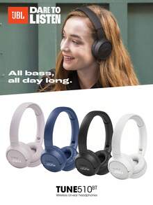 JBL Tune 510BT 无线贴耳式耳机，强劲低音，40 小时超长续航，USB-C 快速充电，内置麦克风和语音助手，可折叠设计，兼容安卓和 iOS 系统，是音乐、游戏、健身和旅行的理想之选。 - 黑色 - 查看 6