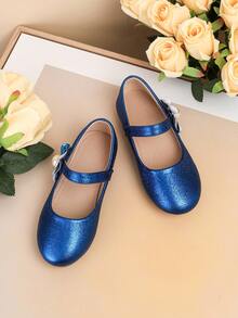 New Metallic Shiny Soft Bottom School Girls Flats, Suitable For Outdoor, All Seasons - Royal Blue - View 3