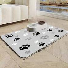 1pc Paw Print Design Pet Food Mat, High Absorbency Quick Dry Cat Dog Feeding Pad, Easy Clean Pet Bowl Mat, Dog Cage Mat, Cat Cage Mat, Pet Cage Pad, Suitable For All Seasons - Multicolor - View 12