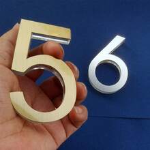 1pc Premium Brushed Metal Transparent Number Adhesive Door Plate, 75mm/2.95 Inch House Number, Suitable For Mailbox 0 To 9, DIY Wall Decor Number
