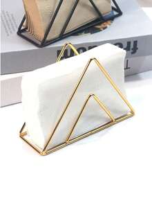 1pc Cast Iron Napkin Holder Stand - Triangular Hollow Design, Tabletop Organizer, Suitable For Kitchen, Cafe, Restaurant And Hotel - Elegant Dining Table Decor, Kitchen Accessory | Decorative Triangular Hollow Pattern | Exquisite Craftsmanship - Napkin Holder - Napkin Rack - Multicolor - View 6