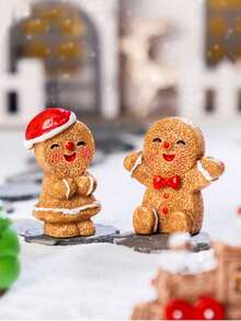 5/10pcs Christmas Decoration Cute Gingerbread Man Christmas Ornaments DIY Decorations Car Accessories Miniature Decorations Christmas Gifts Home Decor Small Ornaments (Random Style)