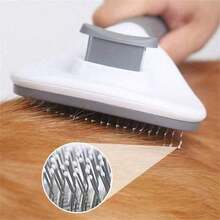 1pc Dog Brush, Cat Brush, Flea Comb, Automatic Cleaning Brush, Pet Grooming Brush, Pet Massage Brush, Shedding Grooming Brush, Mat Breaker Tool, Dematting Comb, Automatic Hair Removal Brush, Pet Cleaning Tool, Hair Collection Label, Dog Brush, Cat Brush, Pet Hair Collector Comb, Animal Accessories, Pet Supplies - 藍色 - 查看 5