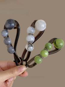 2 szt./1 szt. Retro brązowe spinki do włosów z perłami syntetycznymi, unikalny design, proste i eleganckie, odpowiednie do dojazdów do pracy, fryzur codziennych, akcesoriów do włosów na wiosnę i lato, akcesoriów szkolnych, akcesoriów do włosów z perłami syntetycznymi