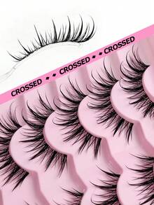 Sibeuna 7 Pairs Cartoon Style Wet Look Transparent Band Natural Thin Crossed False Eyelashes - 漫畫款濕睫毛 - 查看 5