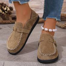 Nuevos mocasines planos de mujer con hebilla de cobre estilo Ins, disponibles en 4 colores, versátiles para uso casual, ir al trabajo, exteriores, antideslizantes y cómodos