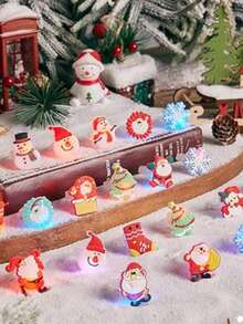 50pcs/30pcs-Christmas Party Giveaway 50 Christmas Lighting Rings, Glow Rings, Party Supplies, Christmas Glitter Glow Finger Rings, Christmas Party Decoration Home Prop Supplies,Christmas Decorations,Christmas Gifts