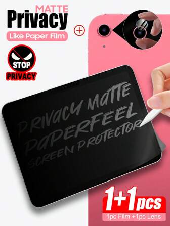ZYONS 2 Packs Privacy Paper Feel Screen Protector+ Camera Lens Protector Compatible With Ipad 11th Generation/10th Generation/9th/8th/7th 2025 2022 10.2 Air 4 5 10.9 1 2 3 4 5 6, Non-Glass Soft Film, Anti-Peeping Matte PET Painting Write Film Compatible With Ipad 10.9, Write And Draw Like On Paper, Frosted Anti-Spy Anti-Glare Screen Protector Drawing Paper Feel Film Screen Protection Essentials, Applicable To Daily Shield, Office, Home Privacy Screen Protector Pad Screen Protector Pad Accessories Waterproof Shockproof Anti-Fall Anti-Fall Scratch Resistant Anti-Fingerprint Full Cover