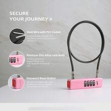 1个黑色4位便携式防盗密码锁，防水挂锁，防盗锁，重型金属户外挂锁，商务旅行必备行李锁，非常适合户外骑行、储物柜、围栏、工具箱、背包等。 - 彩色 - 查看 4