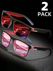 2pcs Women's Outdoor Sports Glasses With Multi-Color TAC Coated Lenses, Classic Square Frame Design For Outdoor Activities And Photography - Multicolor - View 21