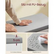 VASAGLE Schuhbank, Sitzbank, Schuhregal mit gepolstertem Kissen, Schuhorganizer mit 3 Ebenen, 30 x 60 x 44 cm, für Flur, Wohnzimmer und Schlafzimmer, wolkenweiß LHS020W01