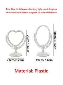 1pc Elegant European Style Double-Sided Makeup Mirror(Plastic Housing), Design And Decoration Craftsmanship, Desktop Love Double-Sided Makeup Mirror, Valentine'S Day Wedding, Birthday Party, Bathroom Accessories, Retro Decoration, Home Dressing Mirror, Room Decoration Aesthetics, Home Decor - Multicolor - View 4