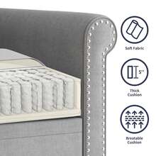 Puremind 3-Piece Sectional Sofa Set, Linen Upholstery, Modern Nailhead Trim, Living Room Furniture - Màu Xám nhạt - Xem 6