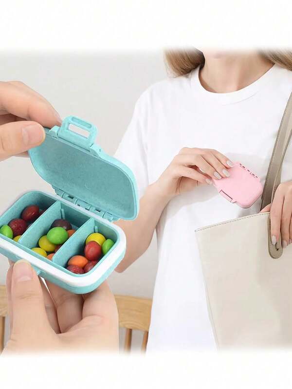 2/1 Pc - Mini Portable Pill Organizer - 3 Compartment Pill Storage Container, Weekly Pill Box, Medication Dispenser