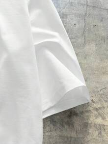 标准尺寸男士白色宽松短款 T 恤，夏季 - 白色 - 查看 4