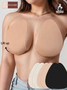 3/5 Pares de Sutiãs Invisíveis Sem Costura com Efeito Push-Up Plus Size, Elevação do Busto, Adequado para Tamanhos B-E, Sutiãs Adesivos Sem Alças e Sem Costas, Adequado para Vestidos de Casamento e Festa