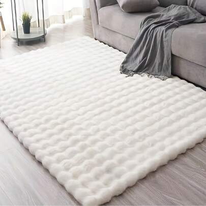 1pc Solid Color Fluffy Rug, Plush Fleece, Soft, Skin-Friendly, Comfortable, Decorative Carpet, Home Decor Rug, Refined Edging, Skin-Friendly And Odorless, Washable Carpet, Rug, Mat, Living Room Decorative Carpet, Living Room Rug, Bedroom Decorative Carpet, Bedroom Rug, Study Room Decorative Carpet, Closet Decorative Carpet Bathroom Kitchen Decor Kitchen Rug