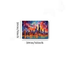 1pc Framed Canvas Poster, Chicago Illinois Skyline Canvas, Modern Chicago Painting, Cityscape Wall Art Canvas Paintings, Ideal Gift For Bedroom Living Room Corridor, Wall Art, Room Decoration, 2D Flat Print - Nhiều màu - Xem 7