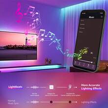 NBBUFF 3英尺至100英尺LED灯带，适用于房间装饰，配备44键遥控器和APP控制，可随音乐变色、定时、调光，适用于卧室、客厅、游戏室、厨房、电视背光、万圣节派对装饰、圣诞礼物等。 - APP Control+44 Keys Remote - 查看 6