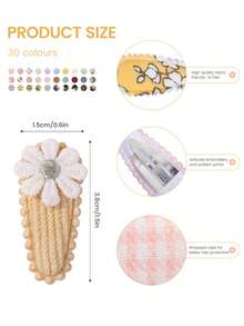 50/20/10 件装女婴可爱幼儿花朵图案按扣发夹 - 儿童 BB 夹布艺刺绣水滴夹、印花发夹婴儿刘海夹、头饰发饰 约 3.81 厘米 迷你发夹和配饰 适合女婴、婴儿、幼儿