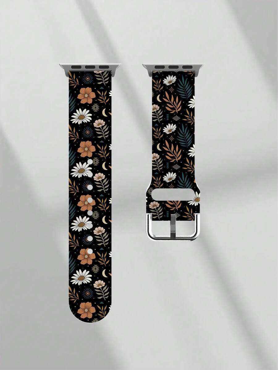 1条柔软弹力透气花卉图案替换腕带,兼容三星、佳明、荣耀智能手表,尺寸:38mm、40mm、41mm、42mm、46mm、45mm、44mm、49mm;时尚休闲硅胶表带,兼容苹果手表 Ultra SE/11/10/9/8/7/6/5/4/3/2/1 - 彩色 - 查看 1