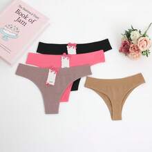 Kit Of 5 Comfortable Premium Microfiber Thong Panties For Women - Multicolor - View 2