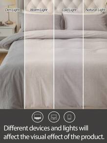 2/3pcs 100% Cotton & Linen Duvet Cover Set (1 Duvet Cover, 1/2 Pillowcases), Without Filler, Suitable For Men/Women Dorm, School Dorm, Dorm Decor, Minimalist Style, Also Suitable For Bedroom And Guest Room - Multicolor - View 6