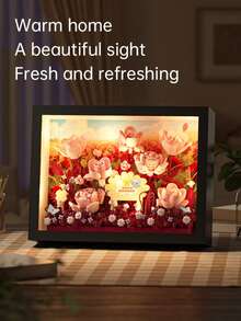 666+ bucăți cadru de flori decor buchet de trandafiri asamblare blocuri de construcție jucărie, cadou ideal pentru decorarea biroului/camerei de zi, ziua de naștere a prietenei/iubitei/mamei sau sărbători