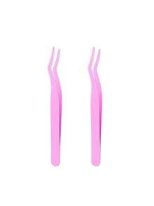 2 rizadores de pestañas falsos de acero inoxidable color rosa. Rizador de pestañas, rizador de pestañas. Pinzas para alargar las pestañas. Asistente para extensiones de pestañas falsas, pinzas multiusos portátiles, herramienta de belleza, clip auxiliar para rizador de pestañas