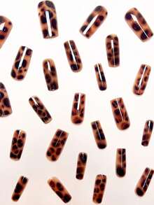 Sử dụng để thay đổi móng tay của bạn, 24 chiếc/bộ móng ống nước kiểu Pháp dài vừa phải, họa tiết da báo cổ điển, phong cách ngọt ngào và sành điệu, móng tay giả ấn tuyệt đẹp và thanh lịch, dụng cụ làm móng, kèm 1 miếng keo dán và 1 miếng dũa móng, thêm chút lãng mạn, giúp bạn trông ngọt ngào và sành điệu hơn - Nhiều màu - Xem 3