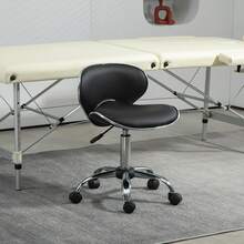 HOMCOM Adjustable Rolling Swivel Beauty Salon Chair, Stool For Spa, Technician - Black - Black - View 7