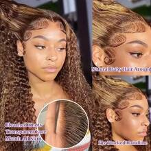 Put And Go 5x5 高清透明无胶假发 高清挑染 P4/27 Jerry 卷发波浪假发 人发混合发质 200% 密度卷发波波头假发 蕾丝前假发 预剪卷曲蕾丝假发 漂白结波波头假发 混合挑染 13x6 波波头 预拔透明蕾丝前假发 自然发际线 日常使用 高品质 适合初学者