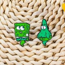 SPONGEBOB 海绵宝宝 1/2 件卡通胸针套装时尚幽灵帕特里克星海绵宝宝珐琅别针背包服装首饰金属徽章配饰送给朋友的礼物 - 均碼 - 查看 5