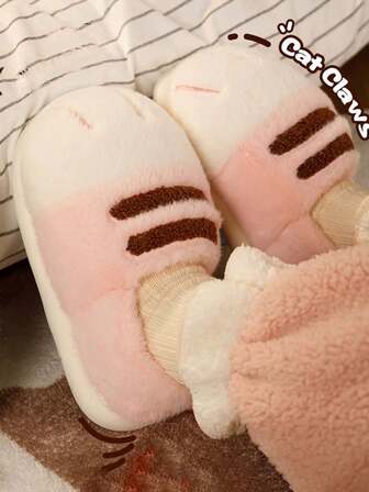 Pantuflas de tigre de dibujos animados, pantuflas de interior cálidas, botas de nieve de piel sintética para exteriores, tela de animal linda, adecuadas para todas las estaciones, otoño/invierno