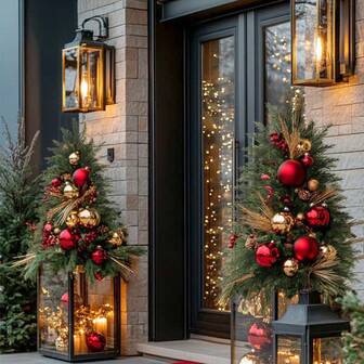 2026 New Artificial Christmas Tree 3ft 4ft Realistic Faux Evergreen Topiary Outdoor Indoor Fake Lifelike Potted Plant For Xmas Home Front Door Patio Entryway 2 Packs Without Accessories Christmas Decorations Home Christmas Gifts Christmas Decor