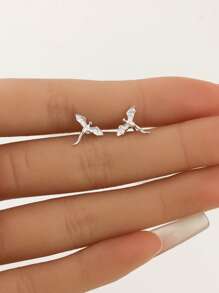 1 件 925 纯银小龙平背耳环 | 龙平背唇钉 | 小耳钉 | 叠戴耳环 | 锦鲤耳环 | 925 纯银首饰 | 适合女性日常佩戴 | 单件出售（非一对）