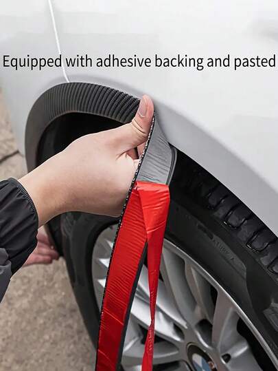 59.05 英寸黑色碳纤维橡胶轮拱保护器，防刮擦，适用于轿车和卡车，宽大设计，适合汽车改装和碰撞保护，汽车轮眉（1.38 英寸宽碳纤维）
