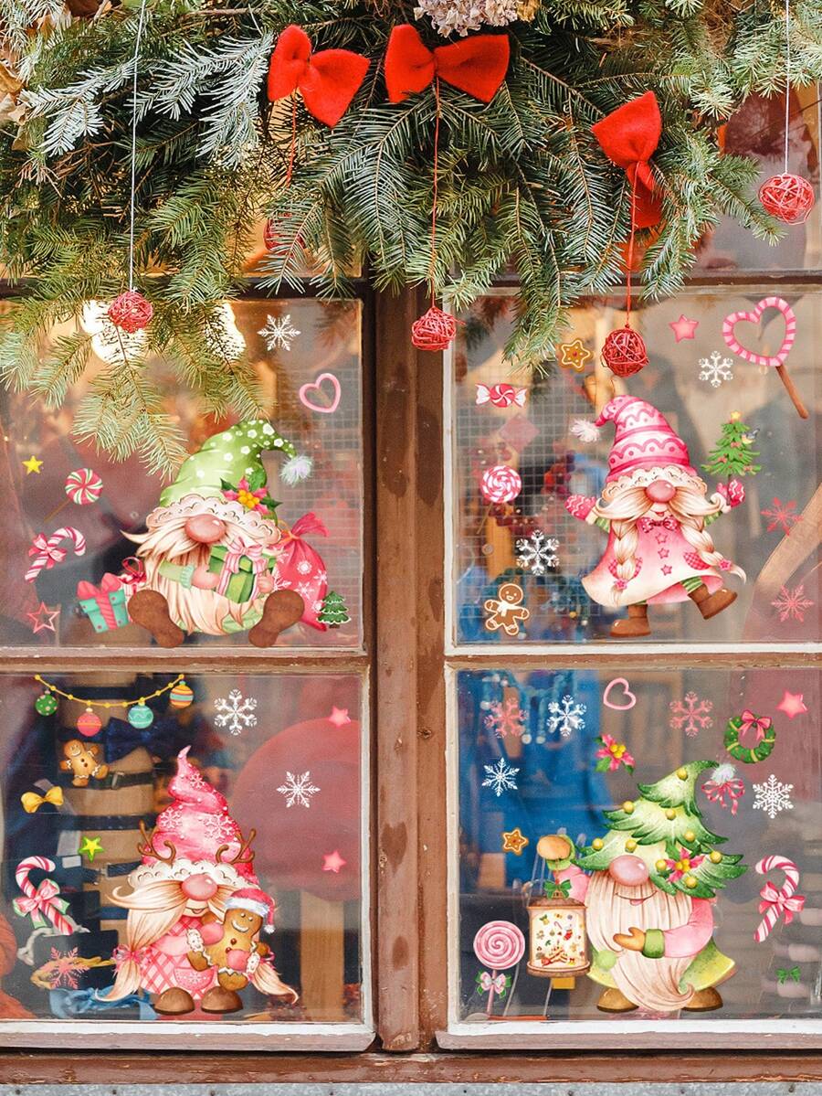 1/2/3sets Christmas Wall Stickers, Cartoon Christmas Dwarfs Snowman Snowflake Electrostatic Window Stickers, Christmas Glass Window Decorative Wall Stickers, Self-Adhesive Removable, No Electricity Required.Perfect And Christmas Gift For Couples, Parents And Friends. Christmas Decorations Christmas Decoration Christmas Decorations Home Home Decor Room Decor