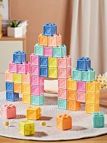 1st/8pcs Soft Rubber Building Blocks: Material Toys For Infants And Young Children To Bite, Baby Silicone, Gum Toys, Hand Gripping Balls, Gripping Training, Early Childhood Education Toys, Party Gifts, Birthday Gifts - Multicolor - View 2