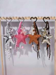 1PC Y2K Style Pink Star Bag Accessory, Chenille Bag Accessory, Keychain Accessories Car Pendant Can Be Used For Bag Pendant Pendant. Gifts Valentine'S Day Stylish For Teen Girls Women College Students Teacher White-Collar Workers Rookies & White-Collar Workers Gift Accessories Decor Present Car Accessories Women Key Chain Charms Back To School Supplies Gifts For Teachers