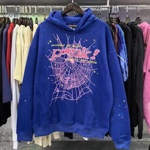 Sweatshirt Spider Web Print Hooded Pullover Sweatshirt Casual Loose New Style - 藏青色2 - 查看 11