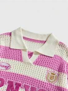 Camiseta suelta de mujer con estampado digital rosa de estilo dulce de dopamina y recortes, del verano - Rosa - Ver 8