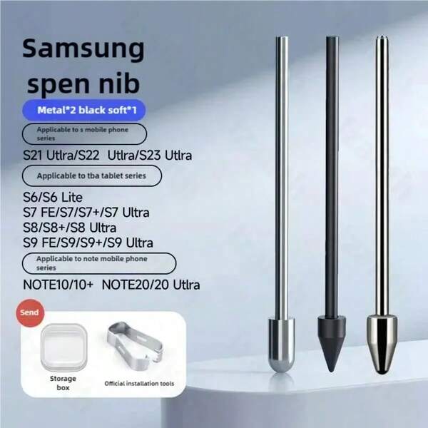 Puntas de repuesto para lápiz táctil S Pen con clip para Sam/Sung Galaxy S24 S24Ultra Tab S9 S9U S9FE S Pencil